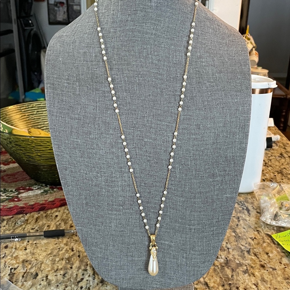 Nolan Miller Gold Tone and Faux Pearl Long Pendant Necklace - Women Jewelry